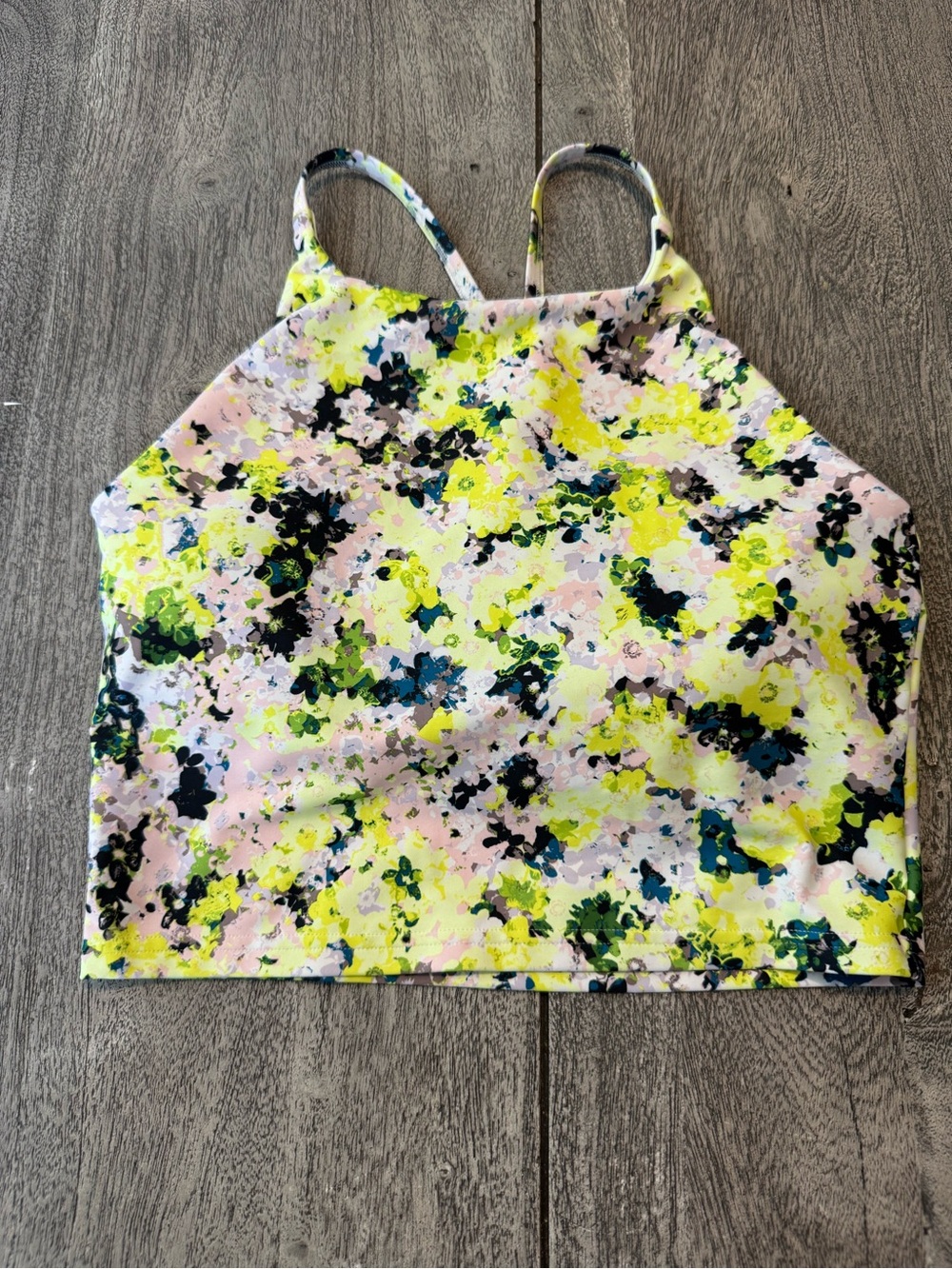 Old Navy Active Powersoft Floral Print High-Neck Cropped Workout Tank